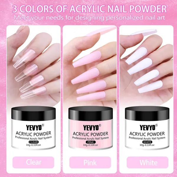 Acrylic Nail Kit, 24 Color Glitter Acrylic Powder Monomer Liquid Set, Nail Kit Set Professional with Everything Acrylic Brushes and 200 Pcs Nail Tips for Extension Beginner