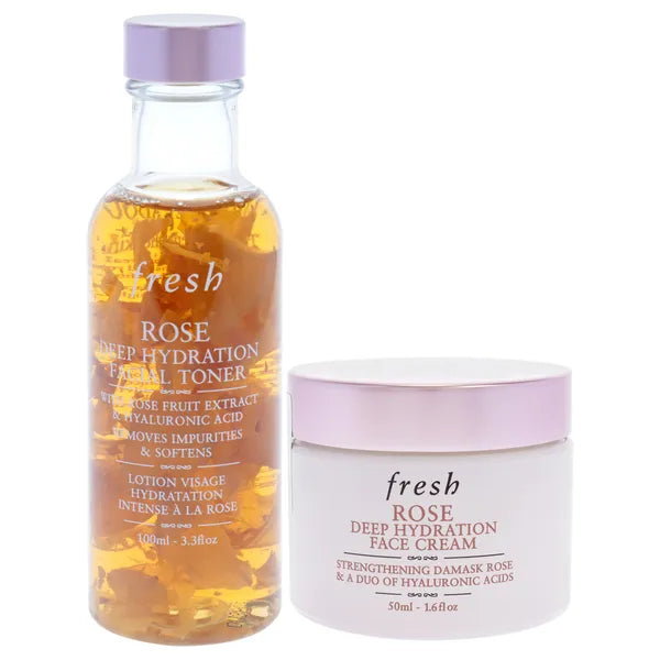 Deep Hydration Duo by Fresh for Women - 2 Pc 3.3oz Rose Deep Hydration Facial Toner, 1.6oz Rose Deep Hydration Face Cream