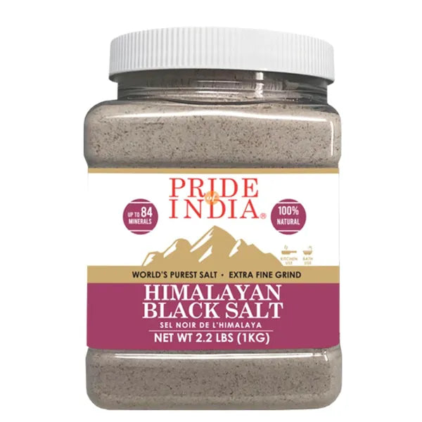 Himalayan Black Salt Extra-Fine Grind Powder 2.2 Lbs - Rarest & Enriched W/84+ Natural Minerals- Low Sodium- Mineral Rich Nutrition and Enhanced Taste- Healthier Table Salt Substitute