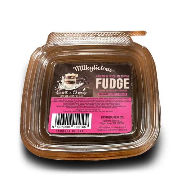 Old Fashioned Handmade Kettle Cooked Smooth Creamy Fudge - Raspberry Chocolate Truffle (1/4 Pound)