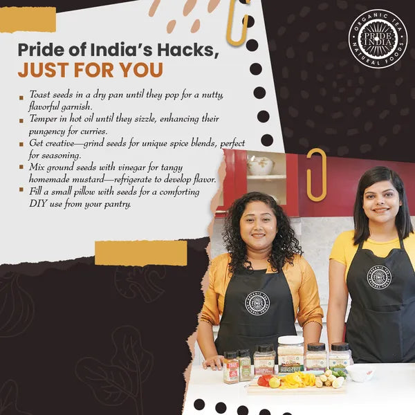 Pride of India | Black Mustard Seed 2.9 oz (82 gm) Small Dual Sifter Bottle | Gourmet & Vegan Indian Spice | Pungent/Spicy Flavor | Dry Seasoning | Gluten Free & Non-Bioengineered | Easy to Use