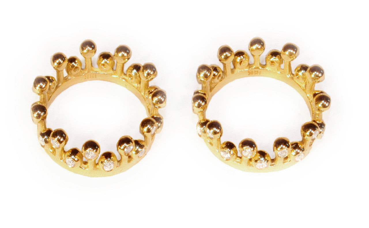 Crown Ring: Fullest Diamond Double Stack Set of Two: 14K Gold-10