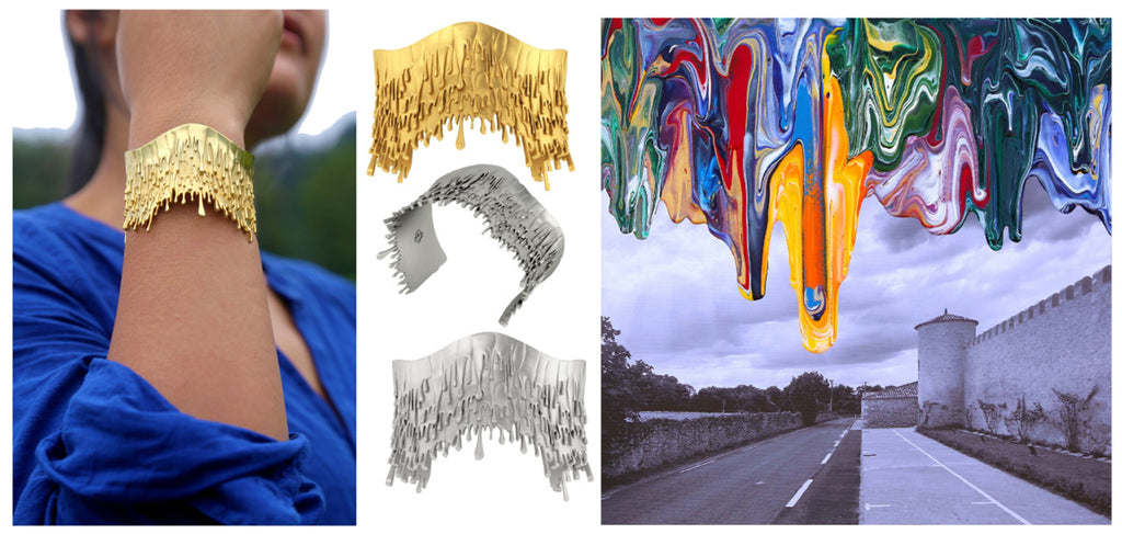 Antonio Wehrli Gravity Paint Drip Bracelet: Art into Jewelry-Sterling Silver-0