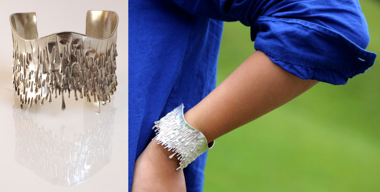 Antonio Wehrli Gravity Paint Drip Bracelet: Art into Jewelry-Sterling Silver-11