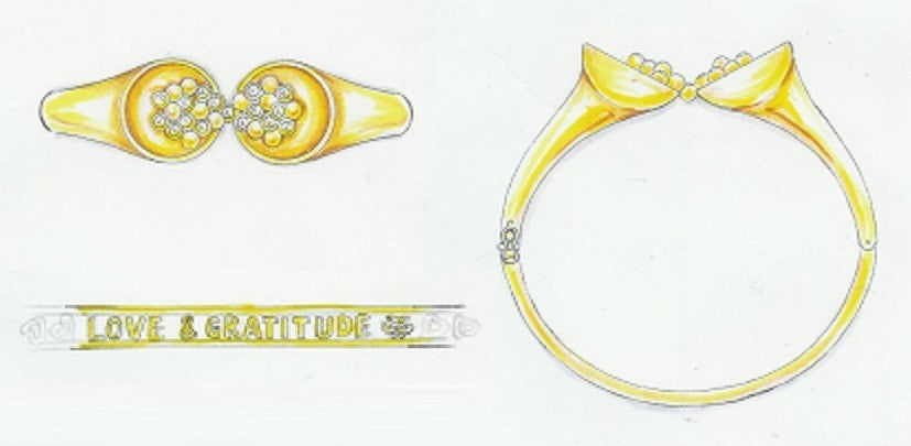 Bowl of Overflowing Diamonds Bracelet. Sterling cuff with 18K gold dots of diamonds-1