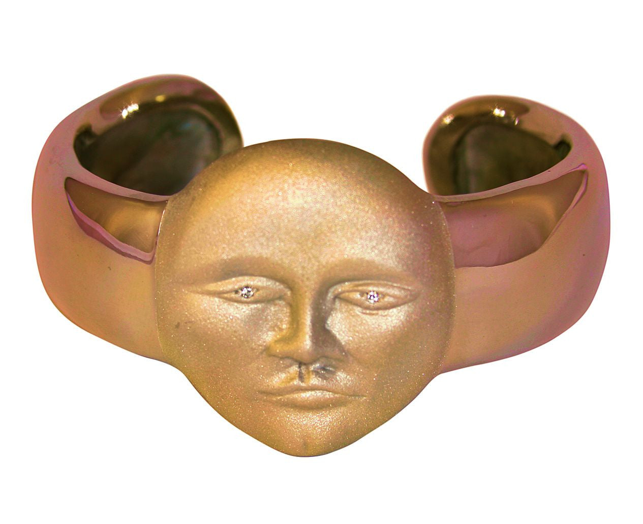 Someone to Watch Over Me-Face Earrings Diamond Eyes-14K gold. Dime size-14