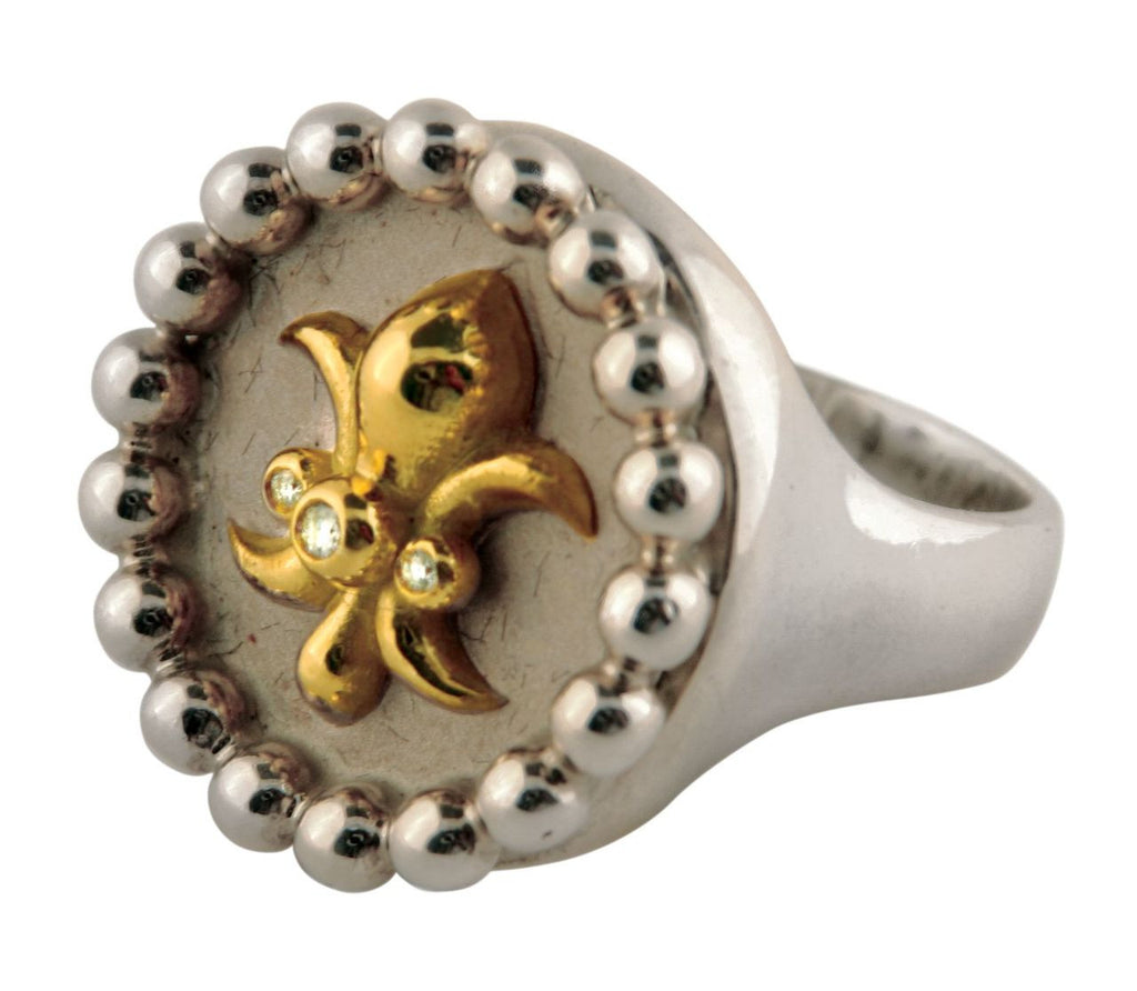 Fleur De Lis Ring-Sterling Silver with Diamonds-15