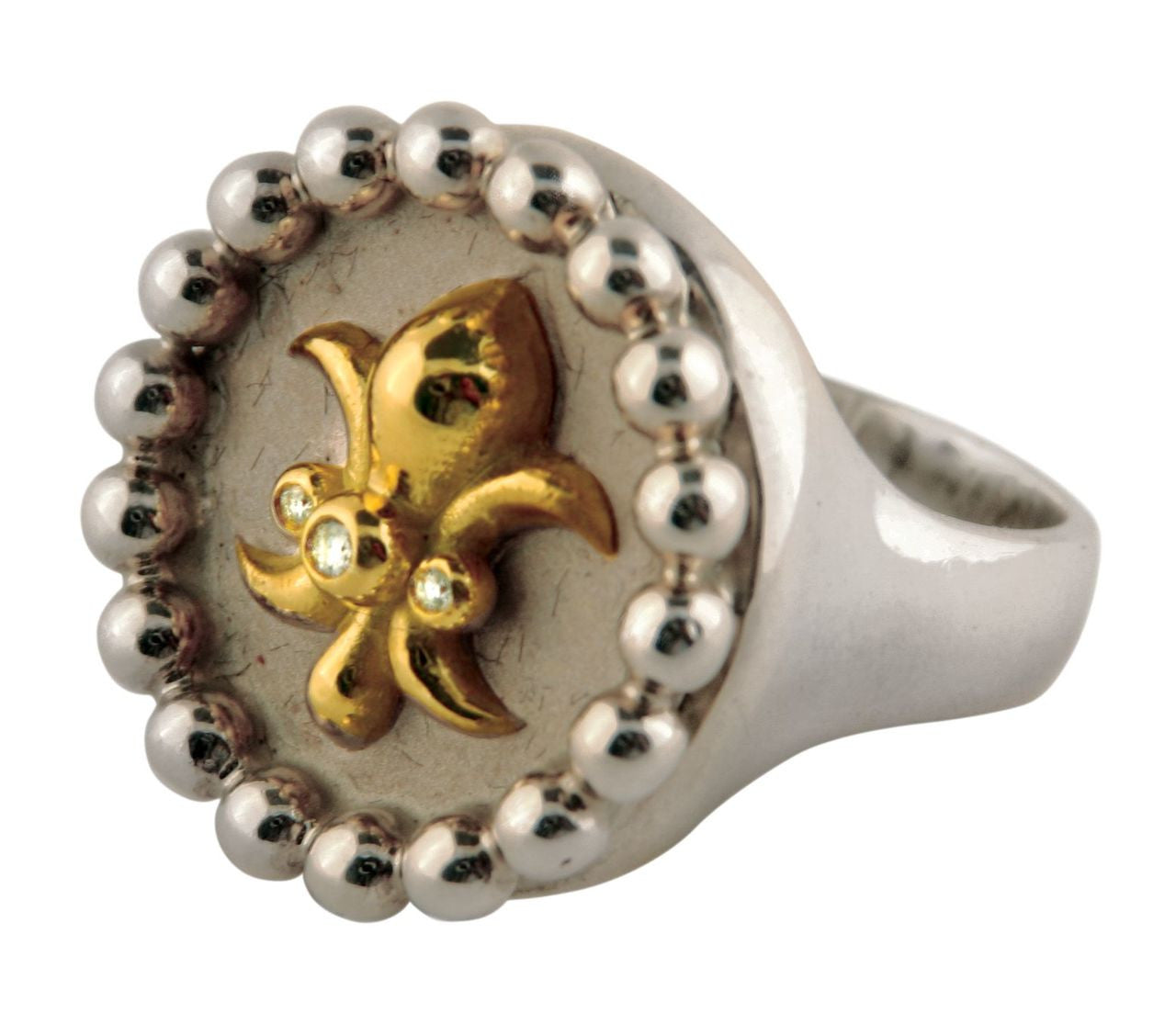 Fleur De Lis Ring-Sterling Silver with Diamonds-15