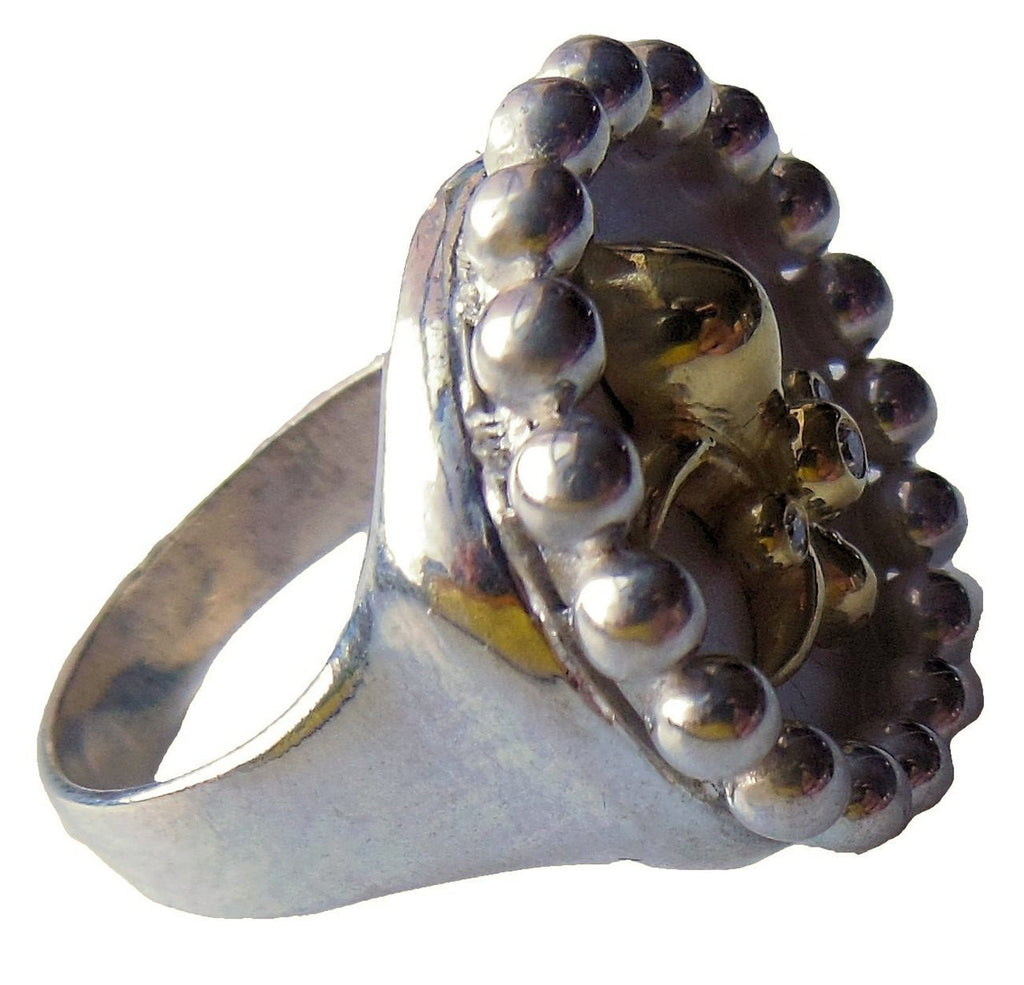 Fleur De Lis Ring-Sterling Silver with Diamonds-5