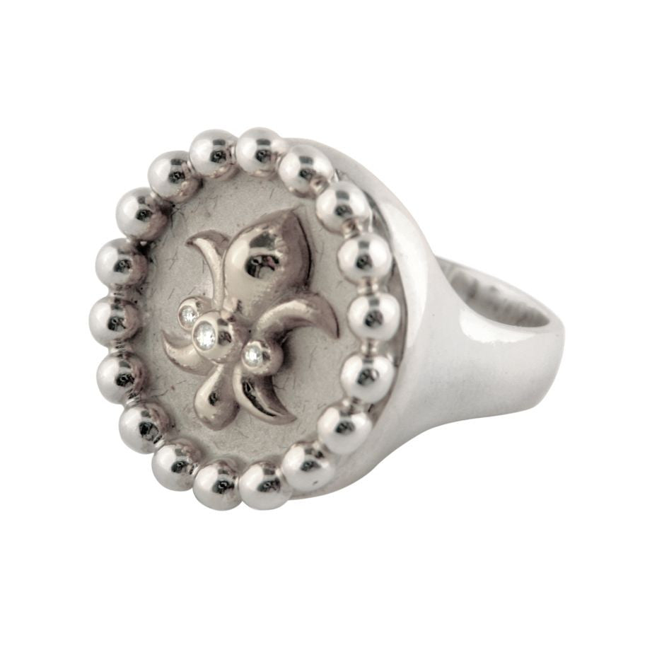 Fleur De Lis Ring-Sterling Silver with Diamonds-14