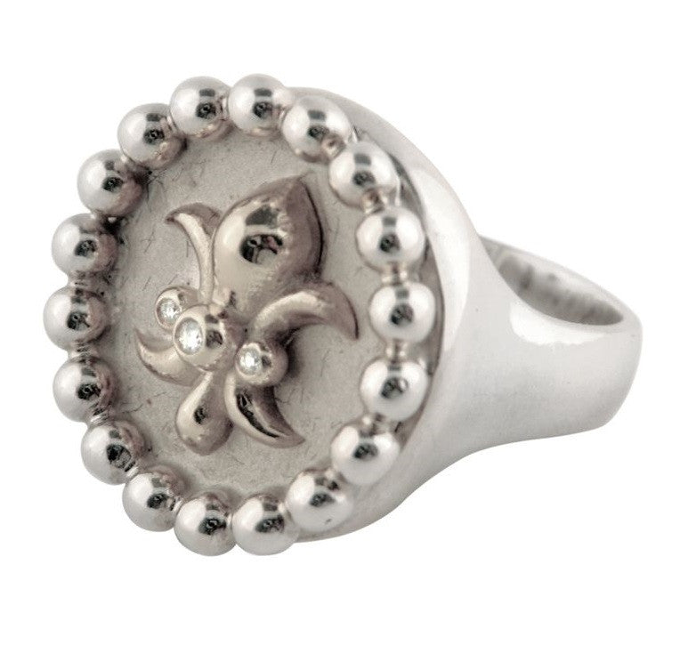 Fleur De Lis Ring-Sterling Silver with Diamonds-12