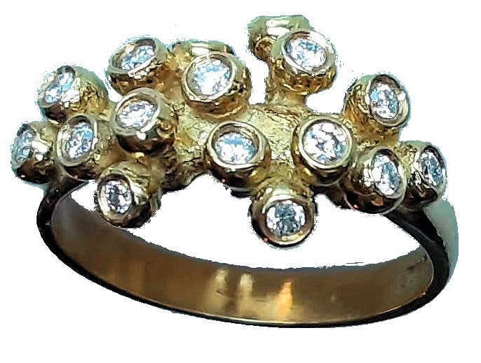 Grapes Ring, 14K Gold with Diamonds-0