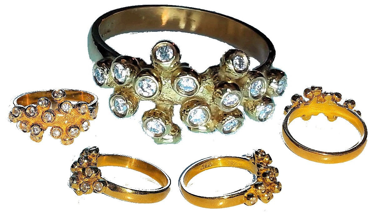 Grapes Ring, 14K Gold with Diamonds-1