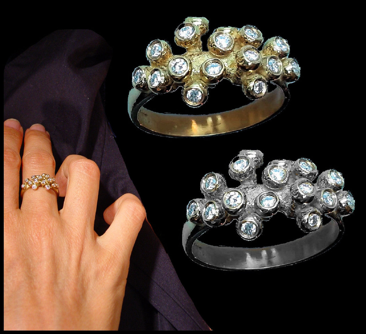 Grapes Ring, 14K Gold with Diamonds-11