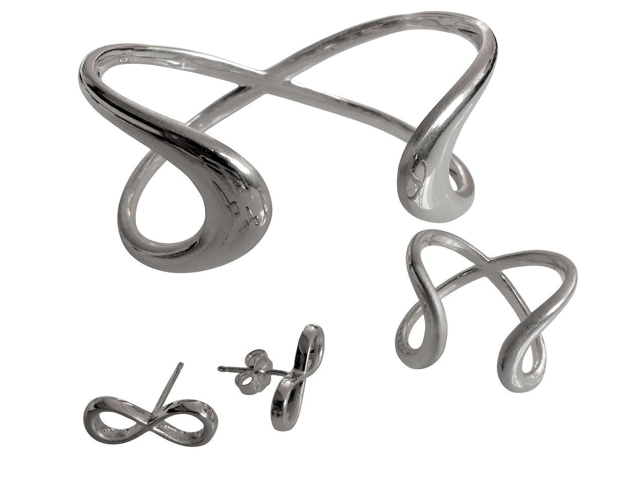 Infinity Cuff Bracelet- Sterling Silver, with 18K gold or rhodium plate-3