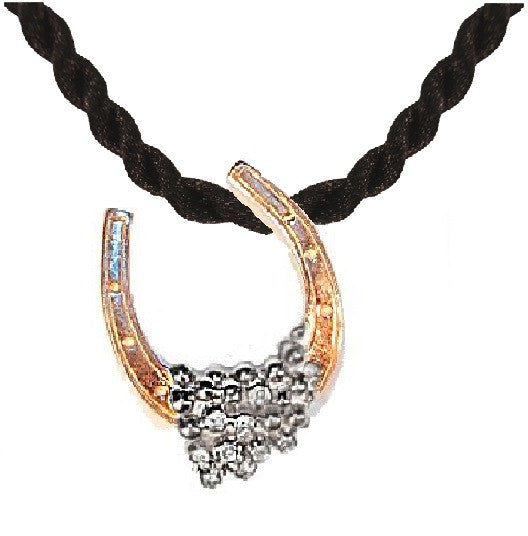 "Lucky You" Equestrian Horseshoe- Small Pendant-Sterling Silver with Overflowing Diamonds-7