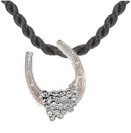 "Lucky You" Equestrian Horseshoe- Small Pendant-Sterling Silver with Overflowing Diamonds-0