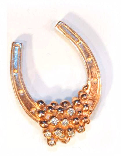 "Lucky You" Equestrian Horseshoe- Small Pendant- 18K Gold with Overflowing Diamonds-1