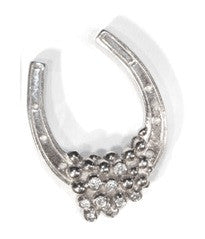 "Lucky You" Equestrian Horseshoe- Small Pendant-Sterling Silver with Overflowing Diamonds-4