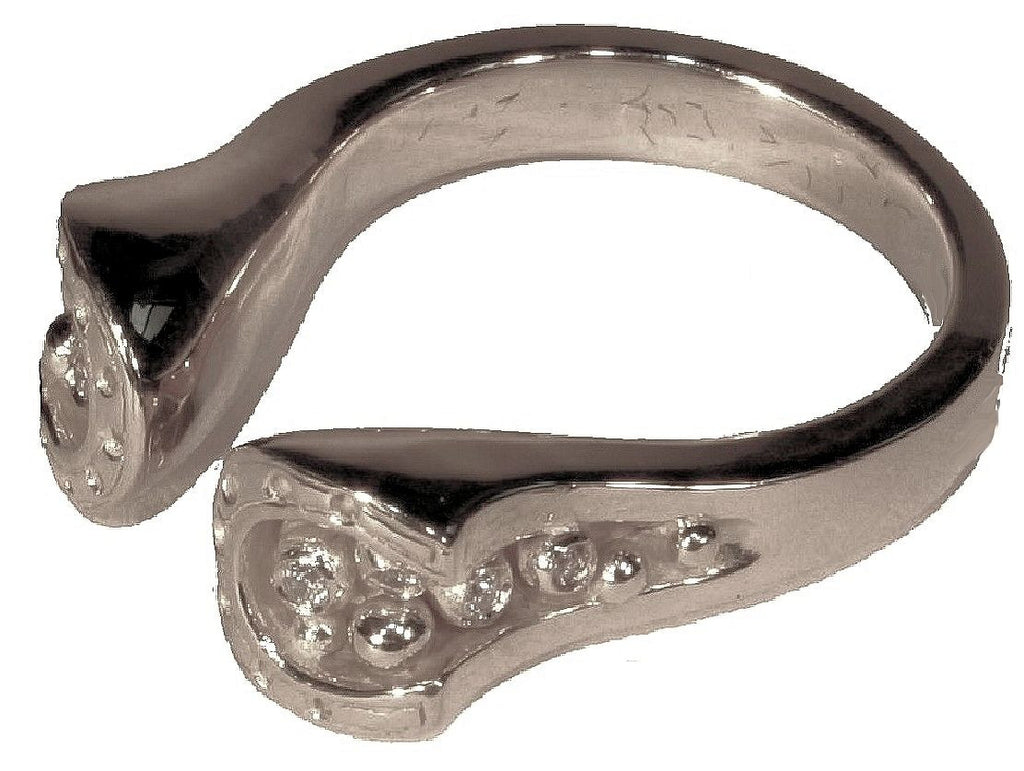 Equestrian "Lucky You" Horseshoe Ring: Sterling Silver with Diamonds. Smaller Version-11