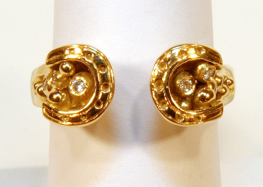 Equestrian "Lucky You" Horseshoe Ring: Sterling Silver with Diamonds. Smaller Version-14