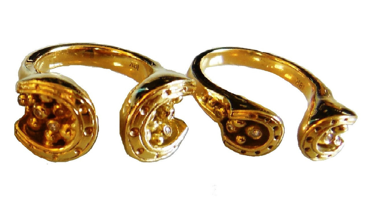 Equestrian "Lucky You" Horseshoe Ring: Sterling Silver with Diamonds. Smaller Version-12