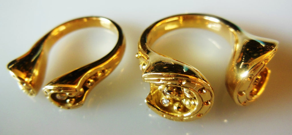 Equestrian "Lucky You" Horseshoe Ring: Sterling Silver with Diamonds. Smaller Version-15