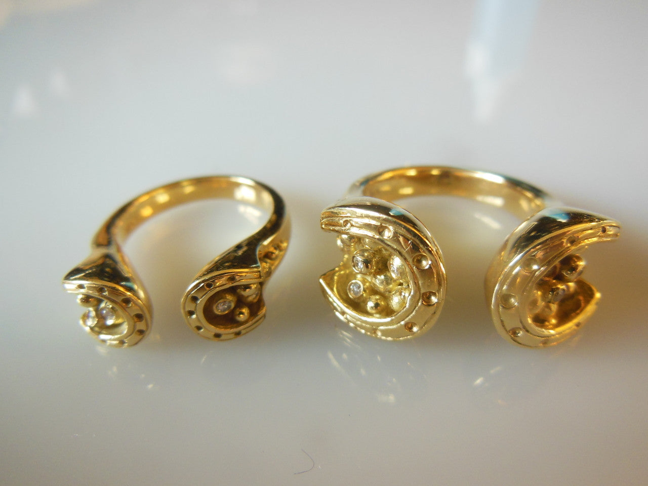 Equestrian "Lucky You" Horseshoe Ring: Sterling Silver with Diamonds. Smaller Version-17