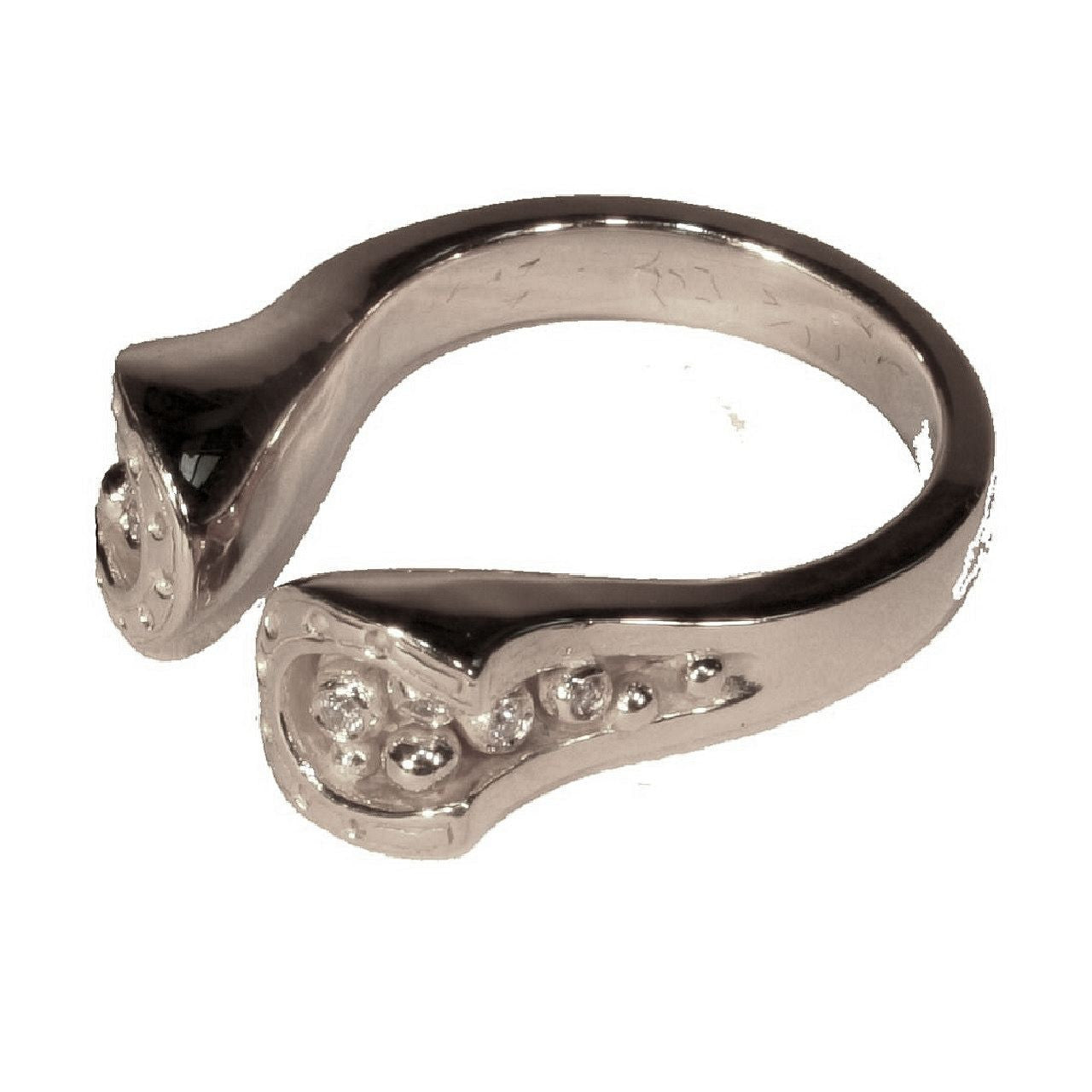 Equestrian "Lucky You" Horseshoe Ring: Sterling Silver with Diamonds. Smaller Version-4