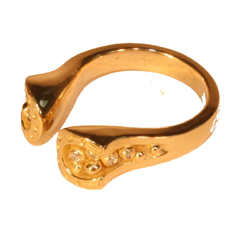 Equestrian "Lucky You" Horseshoe Ring: Sterling Silver with Diamonds. Smaller Version-3