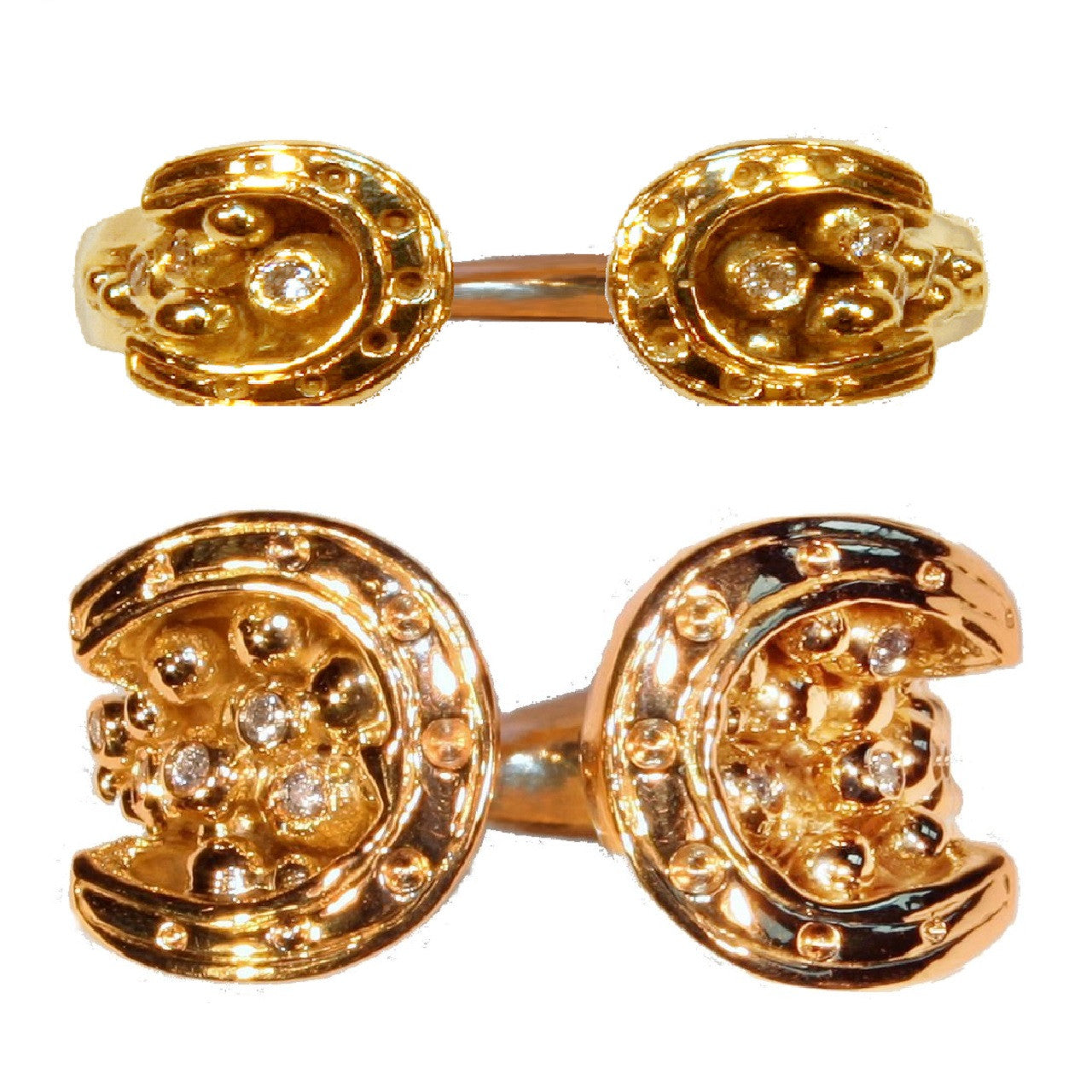 Equestrian "Lucky You" Horseshoe Ring: Sterling Silver with Diamonds. Smaller Version-6