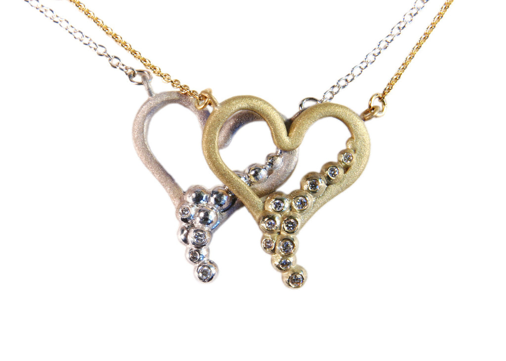 "Heart Flow Necklace" Overflowing with Diamonds-Sterling Silver-18K gold plate options-2