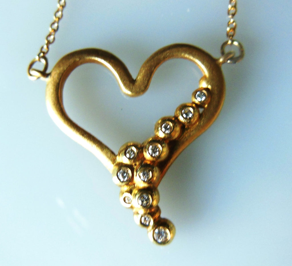 "Heart Flow Necklace" Overflowing with Diamonds-Sterling Silver-18K gold plate options-12