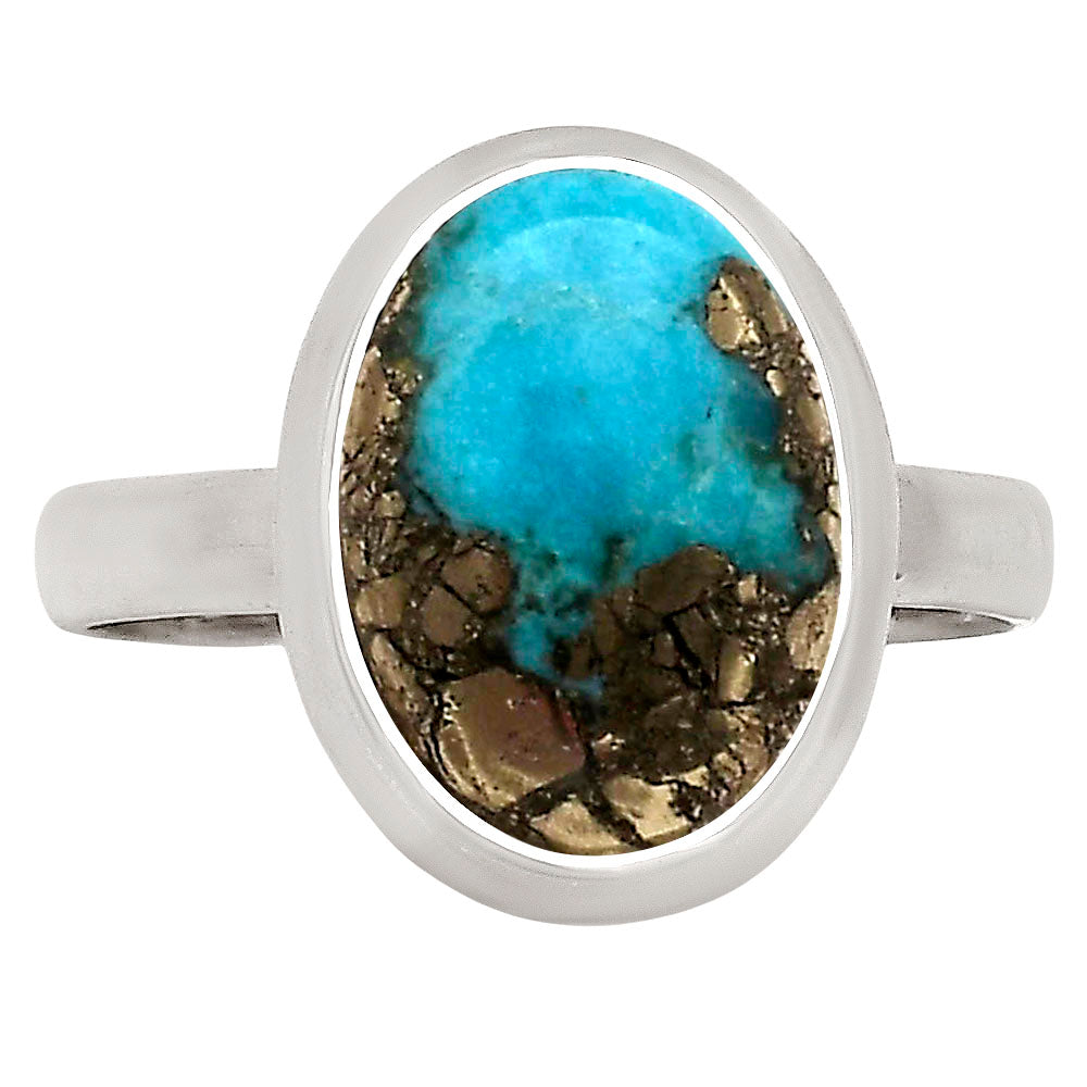 Kingman Turquoise With Pyrite Ring size-10 R-1007 SDR250396-0