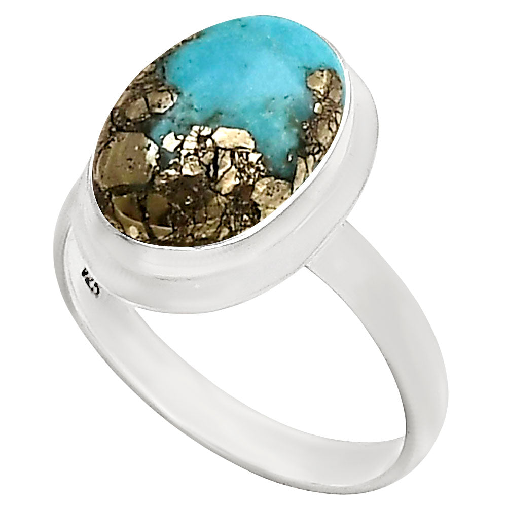 Kingman Turquoise With Pyrite Ring size-10 R-1007 SDR250396-2