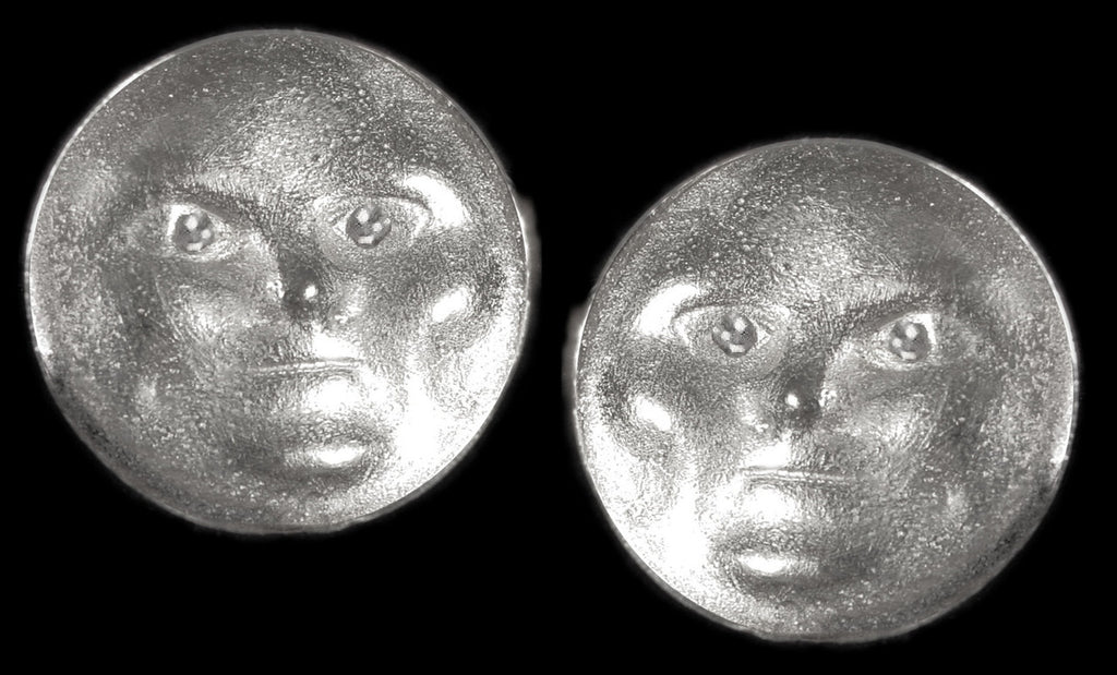 Someone to Watch Over Me-Face Earrings Diamond Eyes-14K gold. Dime size-21