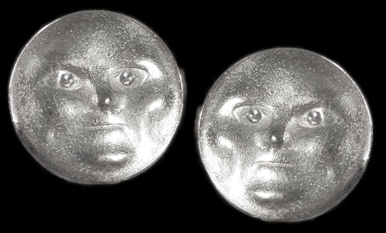 Someone to Watch Over Me-Face Earrings Diamond Eyes-14K gold. Dime size-21