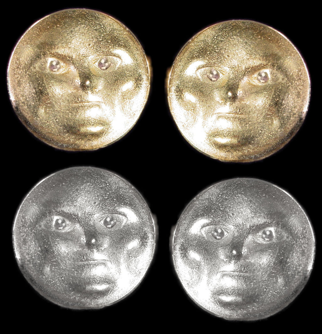 Someone to Watch Over Me-Face Earrings Diamond Eyes-14K gold. Dime size-18