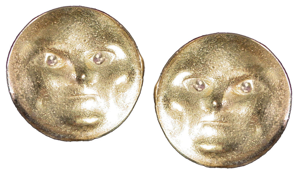 Someone to Watch Over Me-Face Earrings Diamond Eyes-14K gold. Dime size-9
