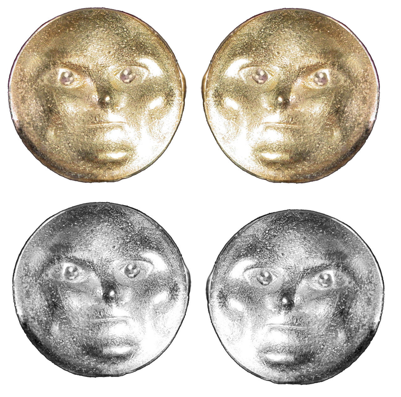 Someone to Watch Over Me-Face Earrings Diamond Eyes-14K gold. Dime size-11