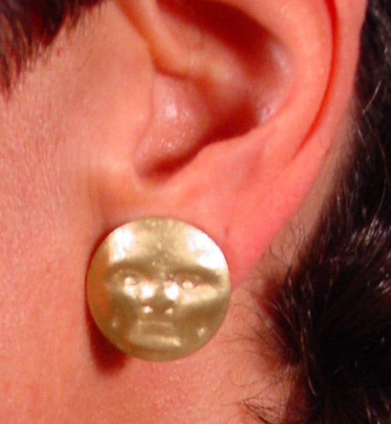 Someone to Watch Over Me-Face Earrings Diamond Eyes-14K gold. Dime size-6