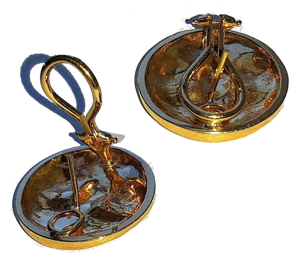 Someone to Watch Over Me-Face Earrings Diamond Eyes-14K gold. Dime size-1