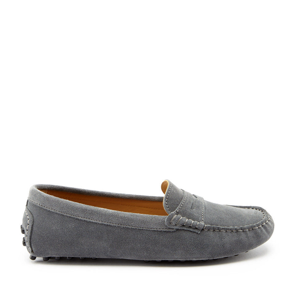 Women's Penny Driving Loafers, slate grey suede-0