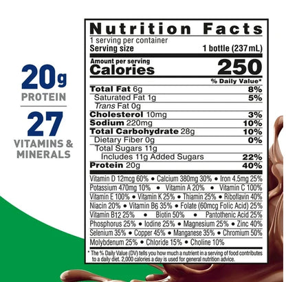 BOOST High Protein Nutritional Drink, Rich Chocolate, 20 g Protein, 15 - 8 fl oz Bottles