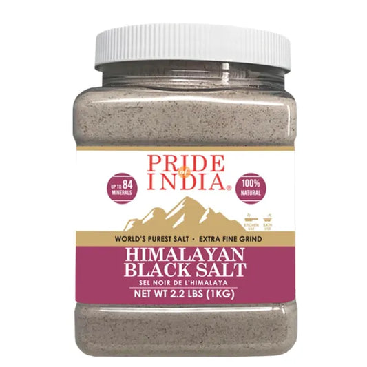 Himalayan Black Salt Extra-Fine Grind Powder 2.2 Lbs - Rarest & Enriched W/84+ Natural Minerals- Low Sodium- Mineral Rich Nutrition and Enhanced Taste- Healthier Table Salt Substitute