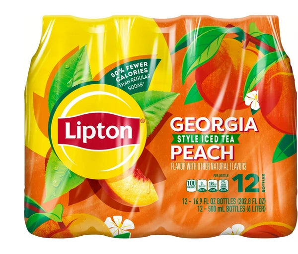 Lipton Peach Iced Tea, Bottled Tea Drink, 16.9 oz, 12 Pack