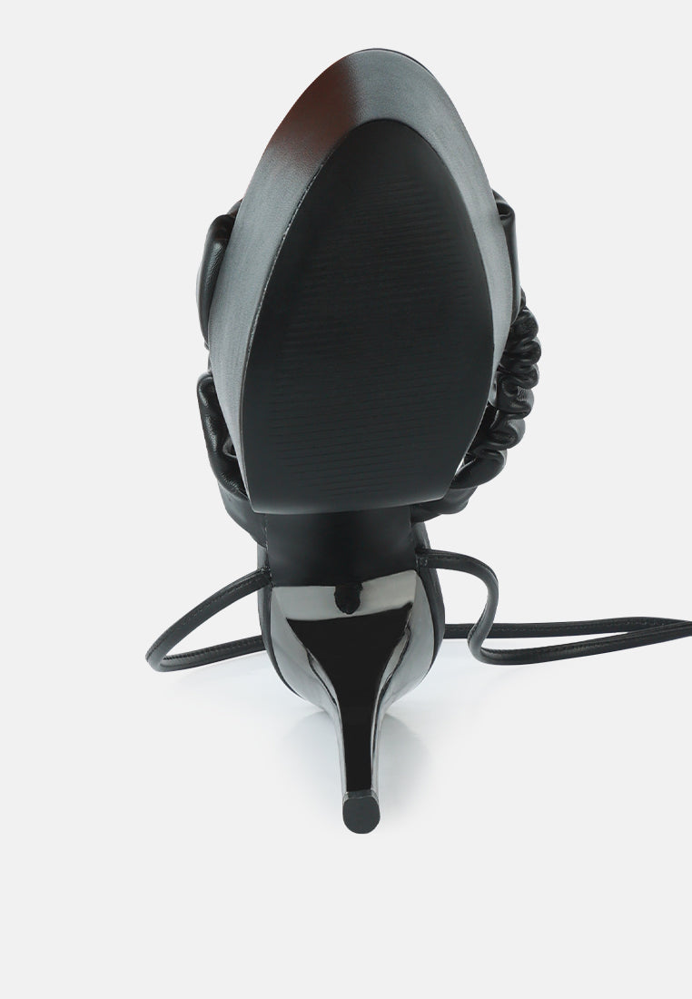 Pop Era Ruched Straps Tie Up Sandals-1