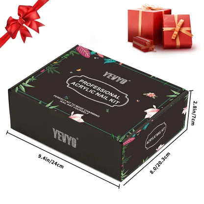 Professional Acrylic Nail Kit, with Pink Nail UV LED lamps, Acrylic Powders, Base Top Coat, Nail Tips, Rhinestones, Nail Decorations and Nail Art Tools