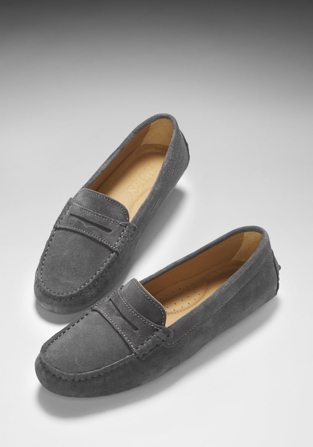 Women's Penny Driving Loafers, slate grey suede-4